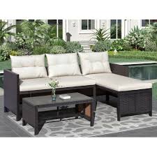 Check spelling or type a new query. Clearance 3 Pieces Patio Furniture Sectional Set Outdoor Furniture Set With Two Seater Sofa Lounge Sofa Table Cushion Pe Rattan Wicker Bistro Set Conversation Set For Garden Backyard B635 Walmart Com