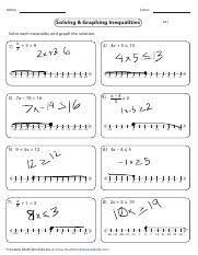 Then graph the solution set on a number line. Edited Nathan Privett Two Step Inequalites 1 Pdf Name Score Solving Graphing Inequalities Es1 Solve Each Inequality And Graph The Solution X 3 9 Course Hero