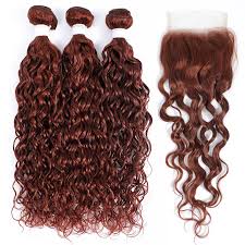 Most of the auburn hair weave have simple installation instructions, so both experienced and amateur stylists can fit them. Water Wave Human Hair Bundles With Closure 4x4 Brazilian 33 Brown Auburn Burgundy Red Hair Weaving Kemy Non Remy Hair Extension 3 4 Bundles With Closure Aliexpress