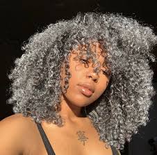 Colored Gray Curly Hair Natural Hair Styles Natural Hair Color Dyed Natural Hair