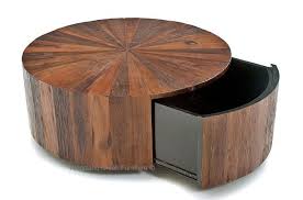 Modern Rustic Round Cocktail Table With Drawer Round Wood Coffee Table Coffee Table Chic Coffee Table