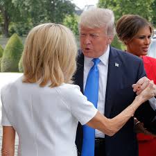 Brigitte macron is back with a classic take on parisian chic. Donald Trump Tells French First Lady Brigitte Macron You Re In Such Good Shape Glamour
