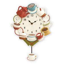 It has an unusual coffee cup kitchen table and four chairs, cafe decor on the wall and coffee night light. Collections Etc Coffee Cup Pendulum Wall Clock Kitchen Decor Walmart Com Walmart Com