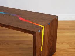 Wooden Table Has A Rainbow River Of Melted Crayons Flowing Through It In 2020 Melting Crayons Table Wooden Tables