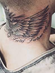 20 Cool Angel Wing Tattoos For Men In 2020 Behind The Neck Tattoos Back Of Neck Tattoo Men Neck Tattoo For Guys