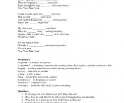 Maybe you would like to learn more about one of these? Song Worksheet New York By Frank Sinatra
