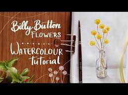 Billy Button Flowers Step By Step Watercolor Tutorial Youtube Watercolour Tutorials Button Flowers Step By Step Watercolor