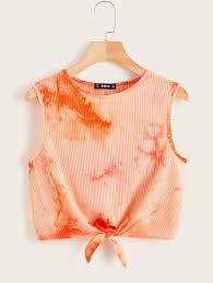 The green cactus pattern is fashionable and help your baby relax. Tie Dye Rib Knit Knotted Tank Top Cute Crop Tops Clothing Retail Tie Dye