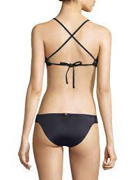 Pilyq Fan Lace Full Coverage Bikini Bottoms Midnight Medium Lace Bikini Top Bikini Tops Bikinis
