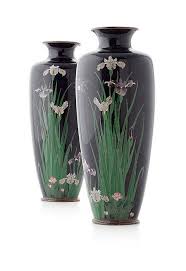 Pair Of Japanese Cloisonne Vases Late Meiji Period 18cm High Japanese Art Japanese Vase Cloisonne