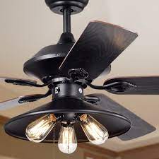 Handheld remote control makes it easy to change fan speed and light settings from a distance. Upille 3 Light Metal 5 Blade 52 Inch Matte Black Ceiling Fan Optional Remote Available Overstock 21723973