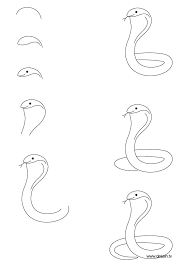 How To Draw A Dog Step By Step Instructions Learn How To Draw A Cobra With Simple Step By Step Instruction Snake Drawing Animal Drawings Step By Step Drawing