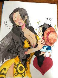 Made a little luffy x hancock drawing (first time using markers) :  r/OnePiece