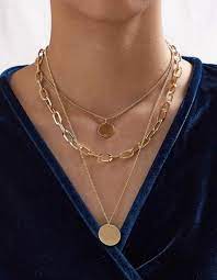 Triple Strand Coin Chain Necklace Gold Fashion Necklace Beautiful Coin Chain Necklace For Women Chain Necklace Outfit Girly Jewelry Trendy Necklaces
