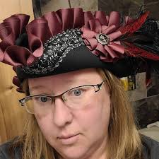 Lolita Pirate Hat Custom Order Ivory Feather Fantasy Pirate Hat Tricorn  With Cream Ribbons and Lace