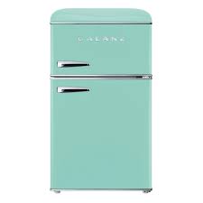 Galanz 3 1 Cu Ft Retro Mini Fridge With Dual Door True Freezer In Surf Green Glr31tgner The Home Depot Mini Fridge With Freezer Mini Fridge Retro Fridge