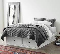 Stratton storage platform bed with drawers & montgomery headboard. Stratton Storage Platform Bed Frame With Drawers Wooden Beds Pottery Barn