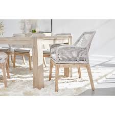 Lorry Modern Classic Light Grey Woven Natural Grey Mahogany Armchair Set Of 2 Dining Chairs Upholstered Dining Chairs Extension Dining Table
