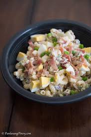 Panlasang Pinoy Bacon And Egg Macaroni Salad With Green Peas Recipe Egg Macaroni Salad Green Peas Recipes Pea Recipes