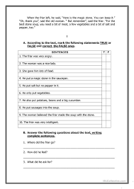 High quality reading comprehension worksheets for all ages and ability levels. Stone Soup English Esl Worksheets For Distance Learning And Physical Classrooms