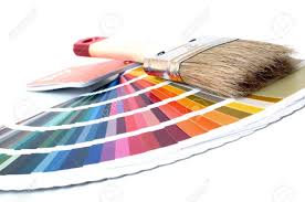 color chart with paint brush on white background