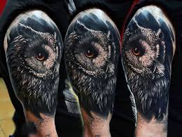 The owl is a symbol of wisdom, knowledge, and transition. Realistic Owl Arm Tattoo