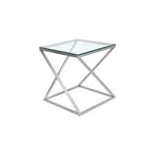 Contemporary Chrome Metal Glass Square End Table Metal Accent Table Metal End Tables Metal Table