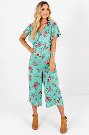 Rare Find Green Floral Jumpsuit Boutique Satin Jumpsuits
