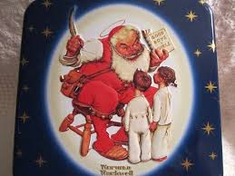 Vintage Norman Rockwell Snickers Tin Box With Embossed Santa List 1947 Picture Collectible Norman Rockwell Rockwell Vintage Tins