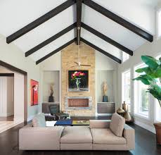 Huge living room with white wood ceiling. Low Ceiling Beam Living Room Ideas Photos Houzz