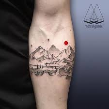 I Like The Idea Of A Black Ink Tattoo With One Aspect Highlighted In Red Landscapetattoo Dot Tattoos Tattoos Becoming A Tattoo Artist