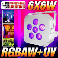 16 Hour Led Battery Powered Wireless Dmx 6x6 Watt Rgbaw Uv White Case Led Up