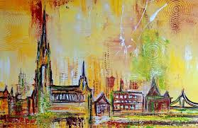 Ulm 5 Skyline Mediterranes Stadtbild Skyline Gemalt Original Gemaelde Bilder Moderne Gemalde Kunst Ideen Abstrakt