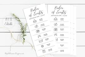 Wedding Order Of Events Card Printable Wedding Day Schedule Etsy Wedding Order Of Events Wedding Order Wedding Day Schedule