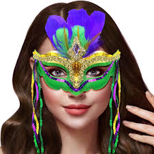 LONGRV Mardi Gras Mask with Feathers