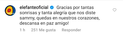 A través de instagram, se dio a conocer que sammy pérez murió al filo de las 3:50 de la mañana, a causa de un infarto cardiovascular.se mencionó que, pese a realizarle maniobras para salvarle la vida, no se logró el objetivo. Eo9zgdza 5ul2m