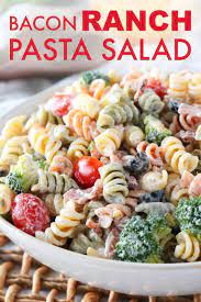 Bacon Ranch Pasta Salad 20 Minutes To Make The Anthony Kitchen Recipe Bacon Ranch Pasta Salad Ranch Pasta Salad Salad Side Dishes