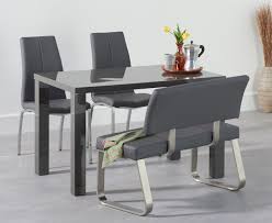 A dining table with benches provides for versatile seating since you can remove the furniture to another room a pretty rustic style kitchen dining set crafted of solid wood. 120cm Dark Grey Gloss Dining Table Bench Chair Set Homegenies