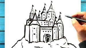 Tuto dessin chateau facile, Comment dessiner poudlard facilement - YouTube