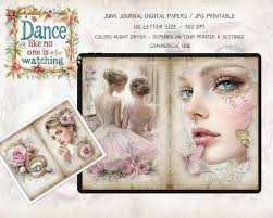 PINK BALLET Junk Journal Pages, Ballet Collage Sheet, Printable Scrapbook  Kit, Shabby Chic Rose, Vintage Ephemera, Ballerina Theme Paper