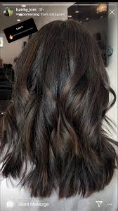 She wears such trendsetting hairstyles that are totally inspiring to the fashion industry. Brunette Baby Lights Light Black Hair Dark Brown Hair Balayage Brown Hair Balayage