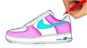 Next, draw the air force one leather design like you see here, and then draw in the nik step 5. How To Draw A Shoes Drawing Nike Shoes Youtube