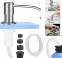 Soap Dispenser for Kitchen Sink and Extension Tube Kit, 47" Tube Connects  Directly to Soap Bottle, Stainless Steel Built in Kitchen Sink Soap ...