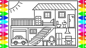 Drawing cartoon house on the garden line drawing. 30 Great Photo Of House Coloring Pages Albanysinsanity Com House Drawing For Kids Drawing Pictures For Kids House Colouring Pages