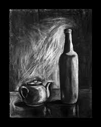 Black And White Still Life Drawing Charcoal Still Life Life Drawing Charcoal Charcoal Drawing Black Paper Drawing
