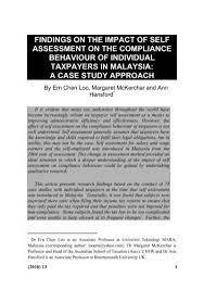 Compliance with the law is expected of all. Findings On The Impact Of Self Assessment On The Compliance
