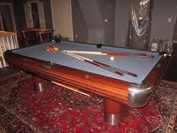 Restored Brunswick Anniversary With Leather Drop Pockets Red Mahogany Stain On Body All Aluminum Casti Red Mahogany Stain Brunswick Pool Tables Billiard Room