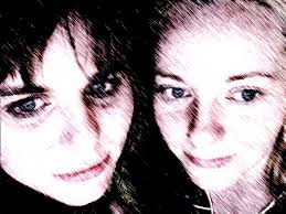 Abbie and Cathy in color pencil.