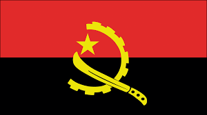 Heraldisch ist die flagge in grün und rot im verhältnis 2:3 gespalten. Angola Flagge