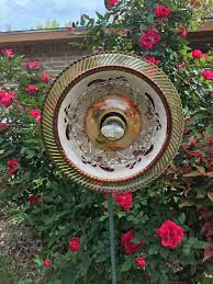 Glass Flower Garden Art Beautiful Unique Amber Glass Garden Etsy Glass Garden Art Garden Art Glass Garden